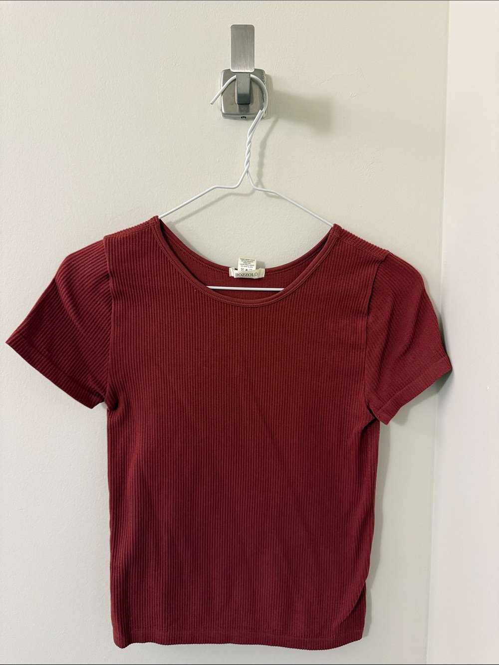Bozzolo Short Sleeve Ribbed Tee - Wine